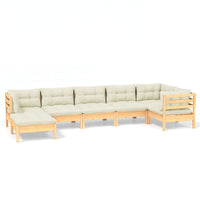 Thumbnail for 7-tlg. Garten-Lounge-Set mit Creme Kissen Massivholz Kiefer