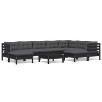 Thumbnail for 10-tlg. Garten-Lounge-Set mit Kissen Schwarz Kiefer Massivholz