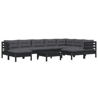 Thumbnail for 10-tlg. Garten-Lounge-Set mit Kissen Schwarz Kiefer Massivholz