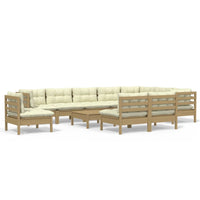 Thumbnail for 11-tlg. Garten-Lounge-Set mit Kissen Honigbraun Kiefernholz