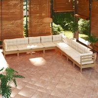 Thumbnail for 9-tlg. Garten-Lounge-Set mit Kissen Honigbraun Kiefernholz