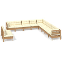 Thumbnail for 11-tlg. Garten-Lounge-Set mit Kissen Honigbraun Kiefernholz