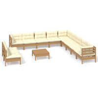 Thumbnail for 12-tlg. Garten-Lounge-Set mit Kissen Honigbraun Kiefernholz