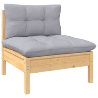 Thumbnail for 11-tlg. Garten-Lounge-Set mit Grauen Kissen Massivholz Kiefer