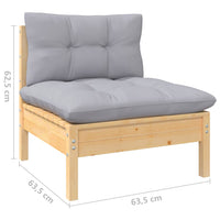 Thumbnail for 11-tlg. Garten-Lounge-Set mit Grauen Kissen Massivholz Kiefer