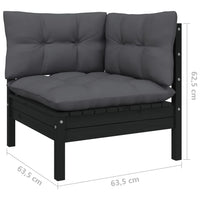 Thumbnail for 12-tlg. Garten-Lounge-Set mit Kissen Schwarz Massivholz Kiefer