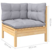 Thumbnail for 12-tlg. Garten-Lounge-Set mit Grauen Kissen Kiefernholz