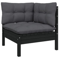 Thumbnail for 12-tlg. Garten-Lounge-Set mit Kissen Schwarz Kiefernholz