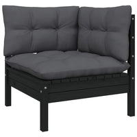 Thumbnail for 11-tlg. Garten-Lounge-Set mit Kissen Schwarz Kiefernholz