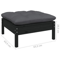 Thumbnail for 11-tlg. Garten-Lounge-Set mit Kissen Schwarz Kiefernholz