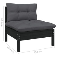 Thumbnail for 12-tlg. Garten-Lounge-Set mit Kissen Schwarz Kiefernholz
