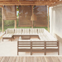 Thumbnail for 13-tlg. Garten-Lounge-Set mit Kissen Honigbraun Kiefernholz