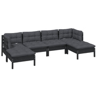 Thumbnail for 6-tlg. Garten-Lounge-Set mit Kissen Schwarz Kiefernholz