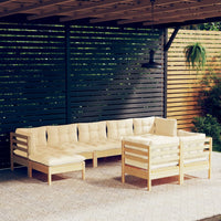 Thumbnail for 9-tlg. Garten-Lounge-Set mit Creme Kissen Massivholz Kiefer
