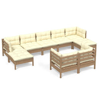 Thumbnail for 9-tlg. Garten-Lounge-Set mit Kissen Honigbraun Kiefernholz