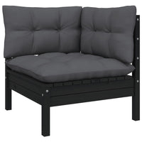 Thumbnail for 11-tlg. Garten-Lounge-Set mit Kissen Schwarz Kiefer Massivholz