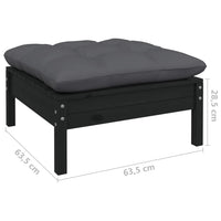 Thumbnail for 7-tlg. Garten-Lounge-Set mit Kissen Schwarz Kiefer Massivholz