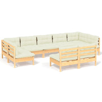 Thumbnail for 9-tlg. Garten-Lounge-Set mit Creme Kissen Massivholz Kiefer