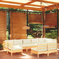 Thumbnail for 9-tlg. Garten-Lounge-Set mit Creme Kissen Massivholz Kiefer