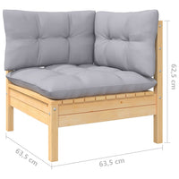 Thumbnail for 11-tlg. Garten-Lounge-Set mit Grauen Kissen Kiefer Massivholz