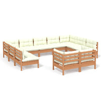 Thumbnail for 11-tlg. Garten-Lounge-Set mit Kissen Honigbraun Kiefernholz