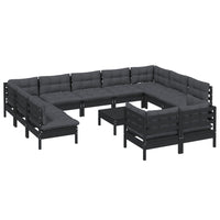 Thumbnail for 12-tlg. Garten-Lounge-Set mit Kissen Schwarz Massivholz Kiefer