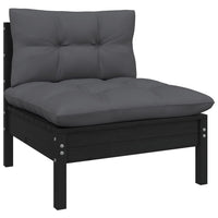 Thumbnail for 12-tlg. Garten-Lounge-Set mit Kissen Schwarz Massivholz Kiefer
