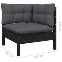 Thumbnail for 12-tlg. Garten-Lounge-Set mit Kissen Schwarz Massivholz Kiefer