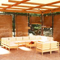 Thumbnail for 13-tlg. Garten-Lounge-Set mit Creme Kissen Kiefernholz