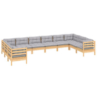 Thumbnail for 10-tlg. Garten-Lounge-Set mit Grauen Kissen Kiefernholz