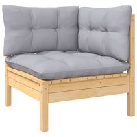 Thumbnail for 10-tlg. Garten-Lounge-Set mit Grauen Kissen Kiefernholz