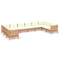 Thumbnail for 10-tlg. Garten-Lounge-Set mit Kissen Honigbraun Kiefernholz
