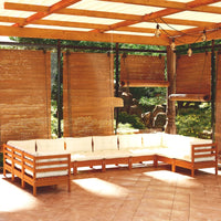 Thumbnail for 10-tlg. Garten-Lounge-Set mit Kissen Honigbraun Kiefernholz