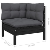Thumbnail for 11-tlg. Garten-Lounge-Set mit Kissen Schwarz Kiefernholz