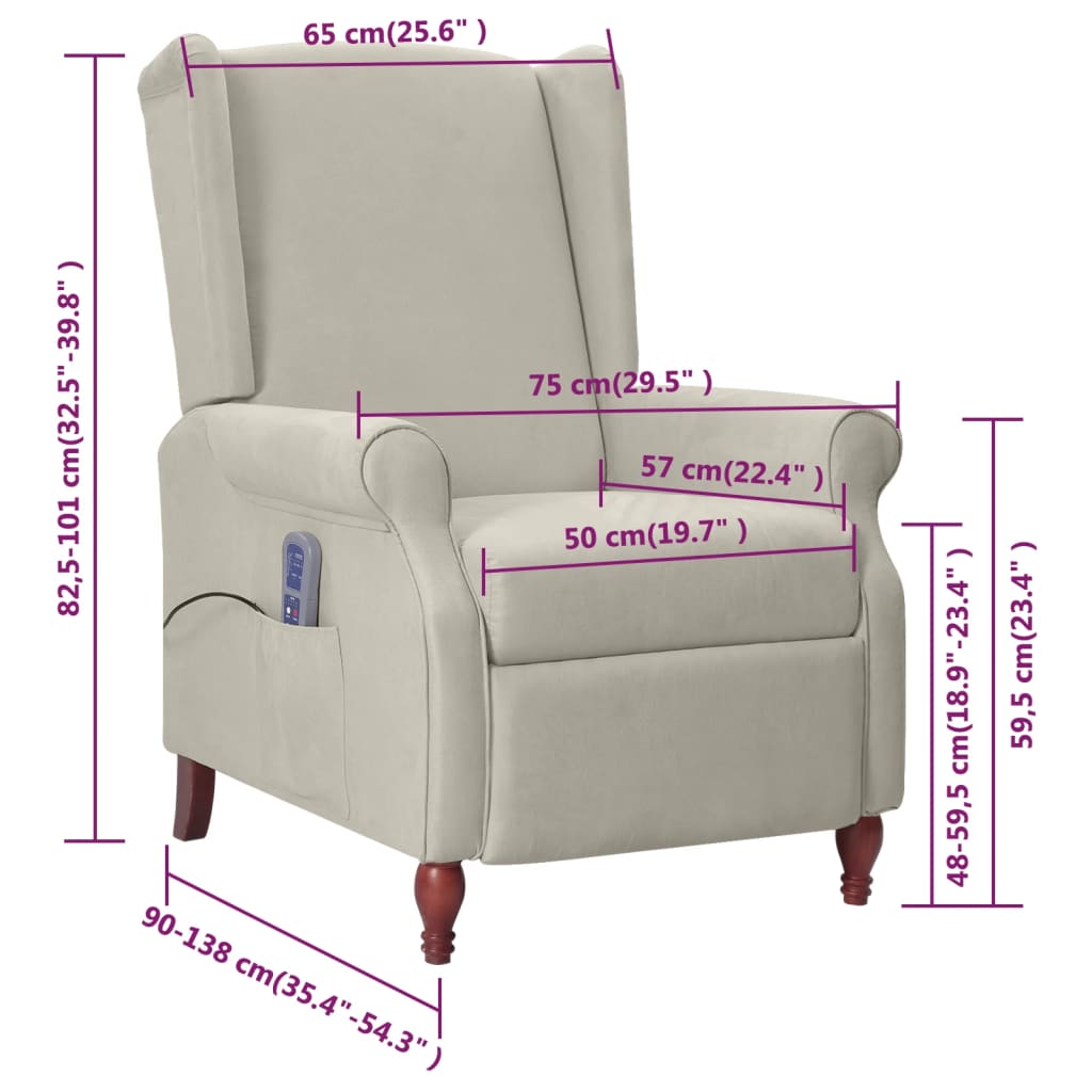 Massagesessel Hellgrau Mikrofasergewebe