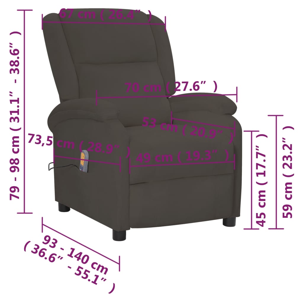 Massagesessel Dunkelgrau Samt