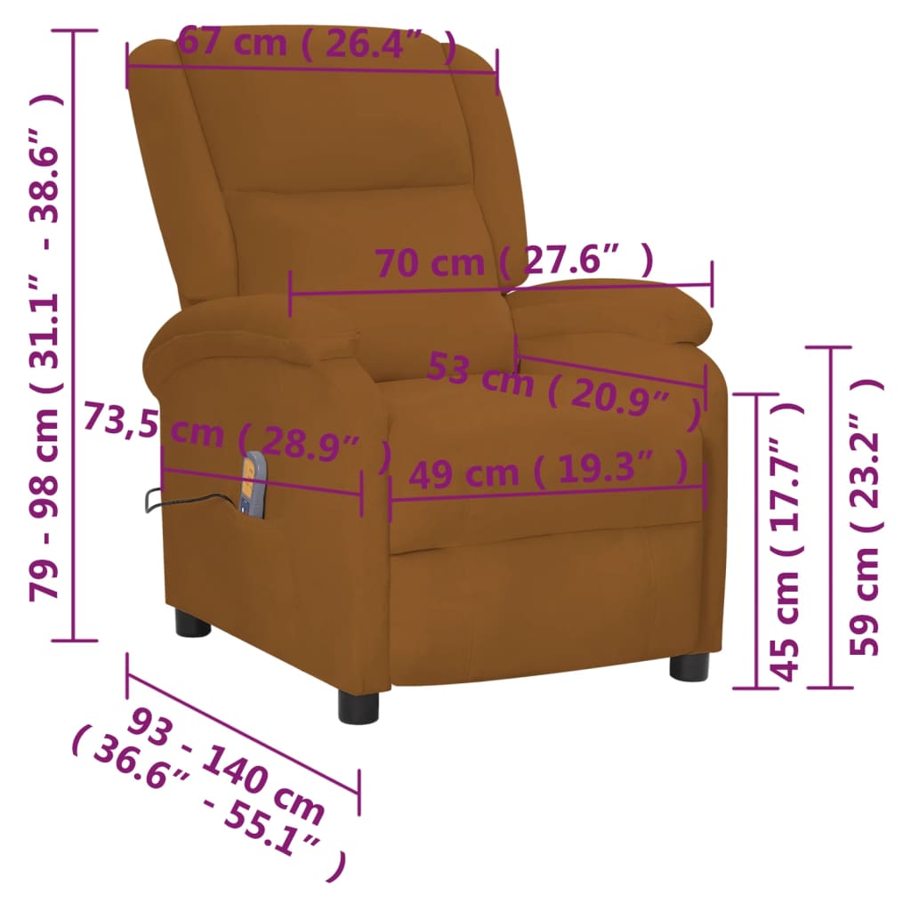 Massagesessel Braun Samt