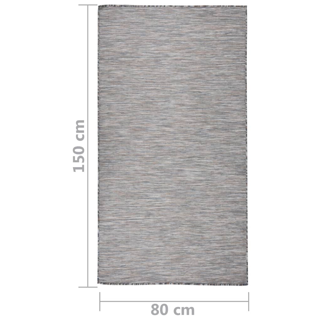 Outdoor-Teppich Flachgewebe 80x150 cm Braun und Schwarz