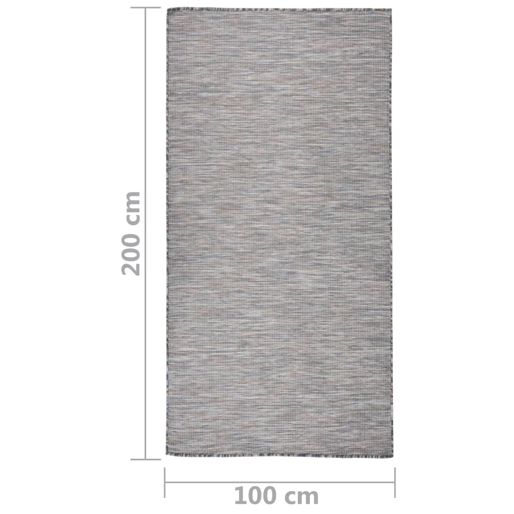 Outdoor-Teppich Flachgewebe 100x200 cm Braun und Schwarz