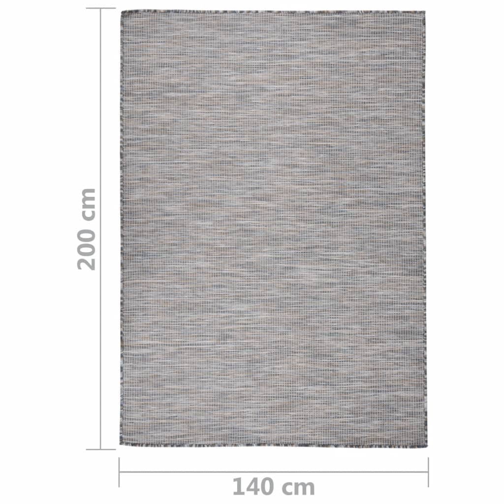 Outdoor-Teppich Flachgewebe 140x200 cm Braun und Schwarz