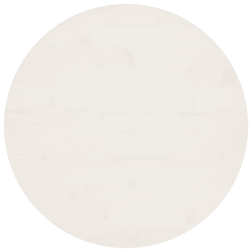Tischplatte Weiß Ø80x2,5 cm Massivholz Kiefer