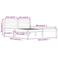 Thumbnail for Massivholzbett Kiefer 135x190 cm Honigbraun