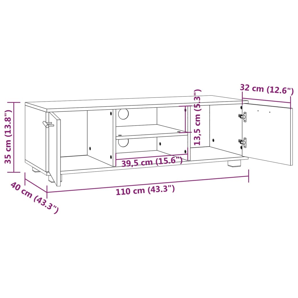 TV-Schrank Hochglanz-Weiß 110x40x35 cm Holzwerkstoff