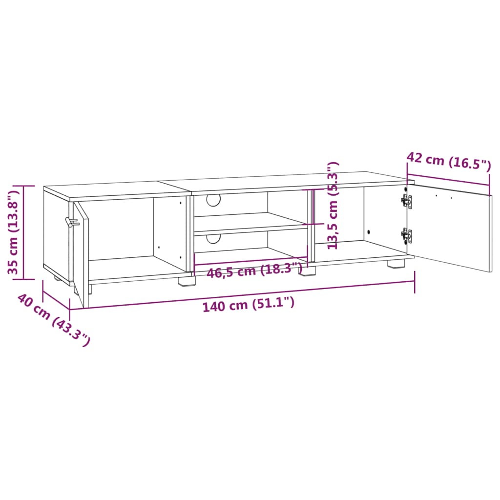 TV-Schrank Schwarz 140x40x35 cm Holzwerkstoff