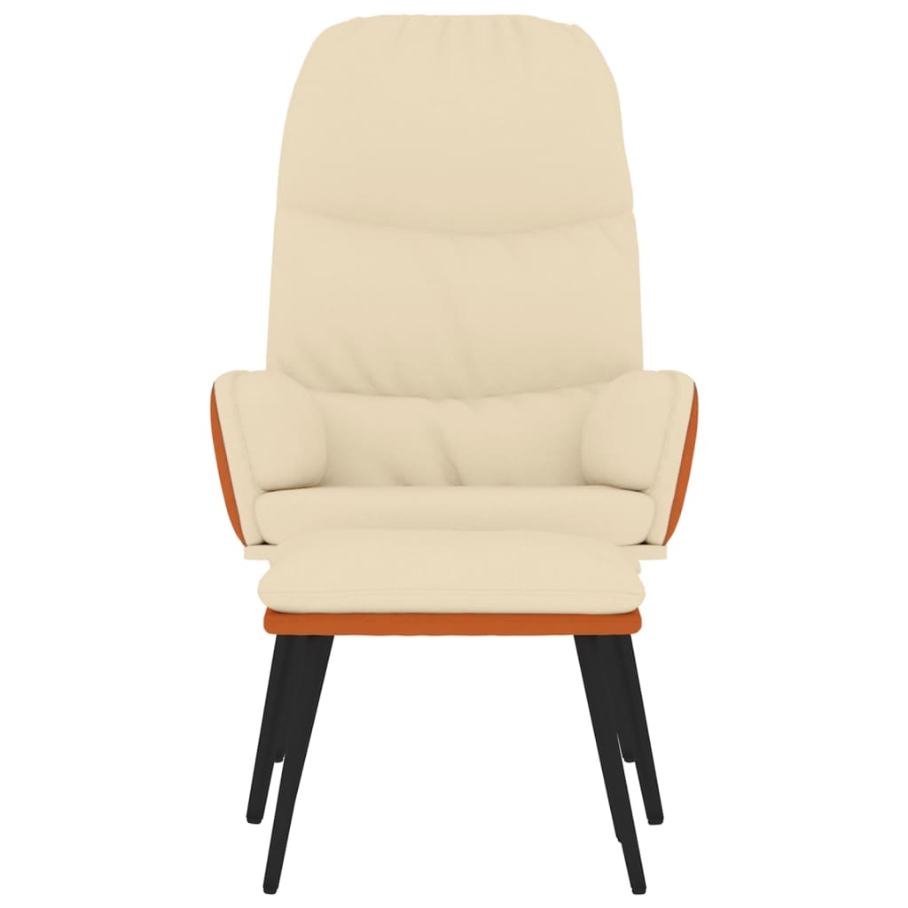 Relaxsessel mit Hocker Cremeweiß Stoff