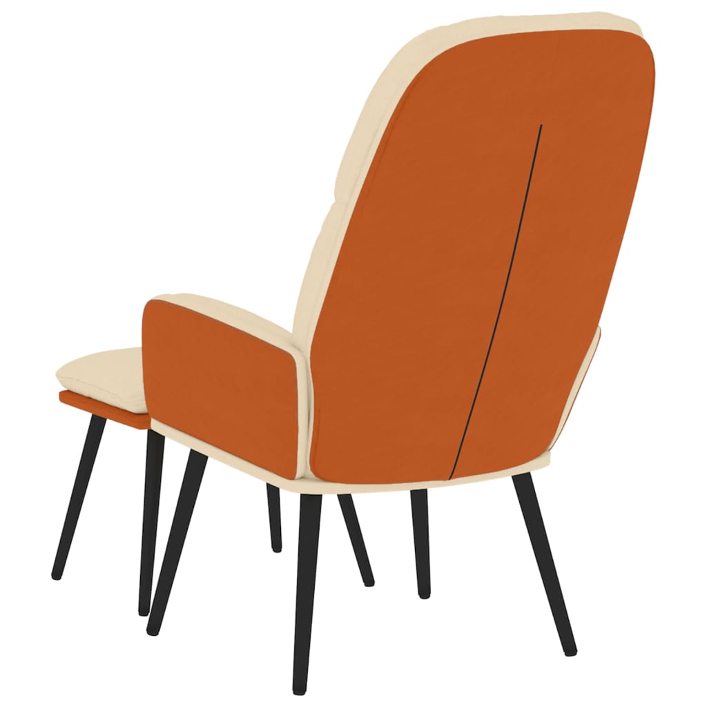 Relaxsessel mit Hocker Cremeweiß Stoff