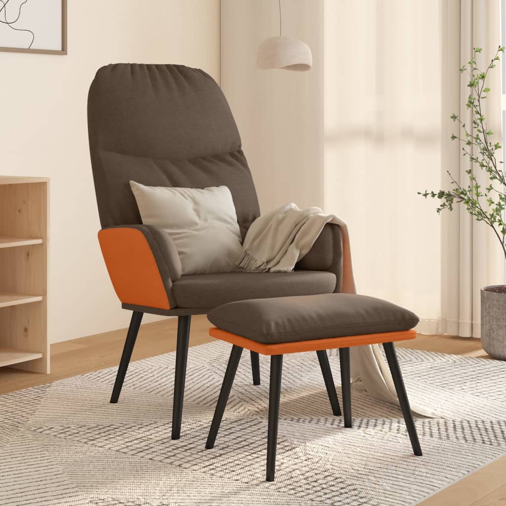 Relaxsessel mit Hocker Braun Stoff