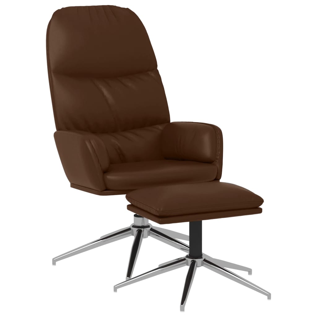 Relaxsessel mit Hocker Glänzend Braun Kunstleder