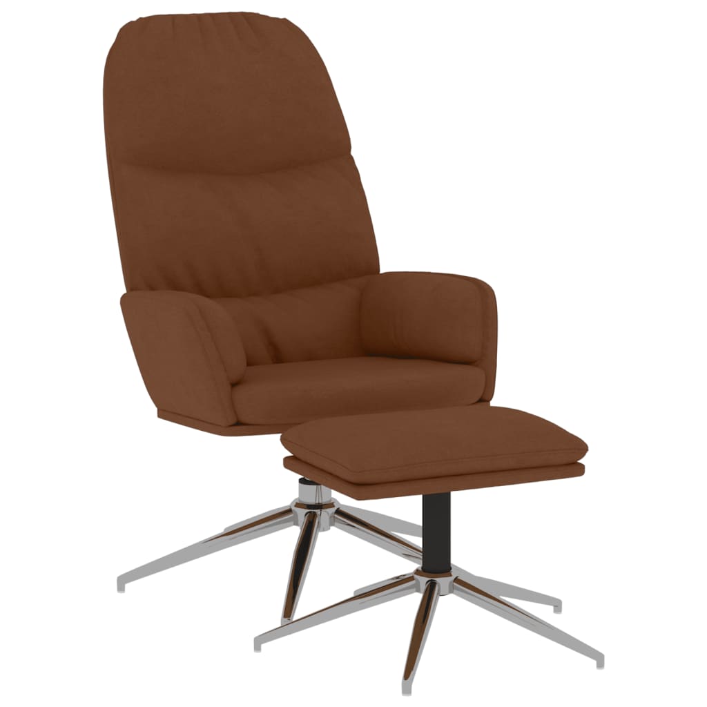 Relaxsessel mit Hocker Braun Wildleder-Optik