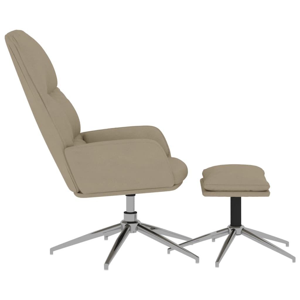 Relaxsessel mit Hocker Hellgrau Wildleder-Optik